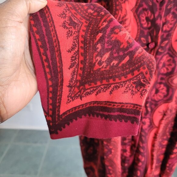 Isaac Mizrahi Red Paisley Cardigan Button Front Women’s Large Sweater (Size: 2x) - Picture 6 of 12